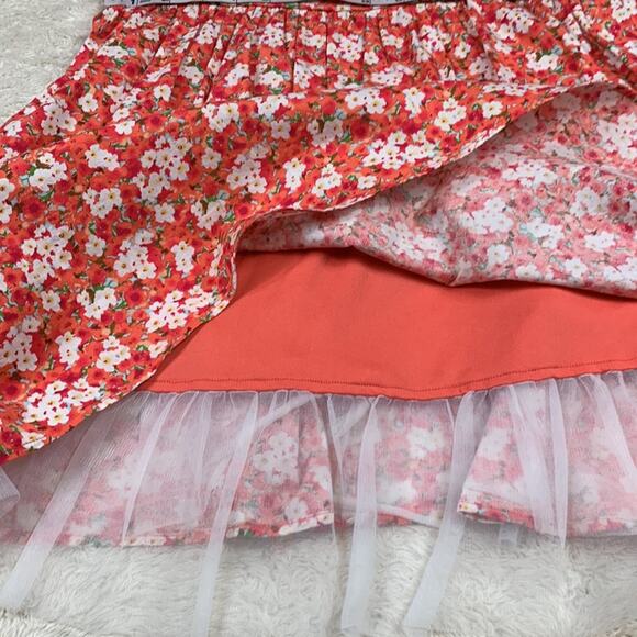 Love Tease Peach and floral print bow waist mini sun dress, size 9 - Picture 7 of 9